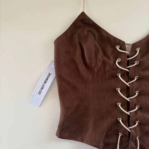 NWOT Princess Polly Faux Suede Halter Top - Picture 4 of 4